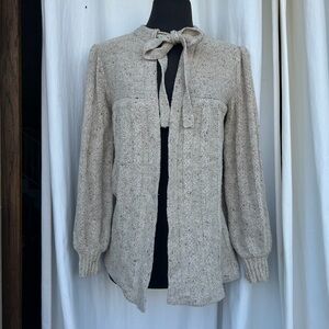 Vintage 90s Marisa Christina Oatmeal Knit Wool Silk Blend Cardigan, Cottagecore